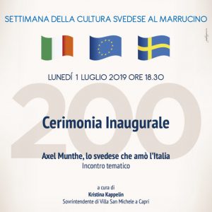 CERIMONIA INAUGURALE – Incontro tematico AXEL MUNTHE, LO SVEDESE CHE AMO’ L’ITALIA