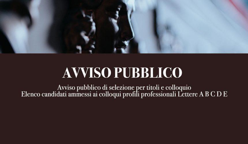 [Aggiornato] Avviso pubblico di selezione per titoli e colloquio – Elenco candidati ammessi ai colloqui profili professionali Lettere da A a K