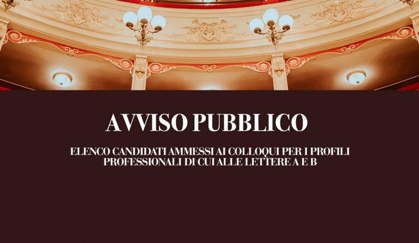 Elenco candidati ammessi ai colloqui per i profili professionali di cui alle Lettere A e B Elenco candidati ammessi ai colloqui per i profili professionali di cui alle Lettere A e B
