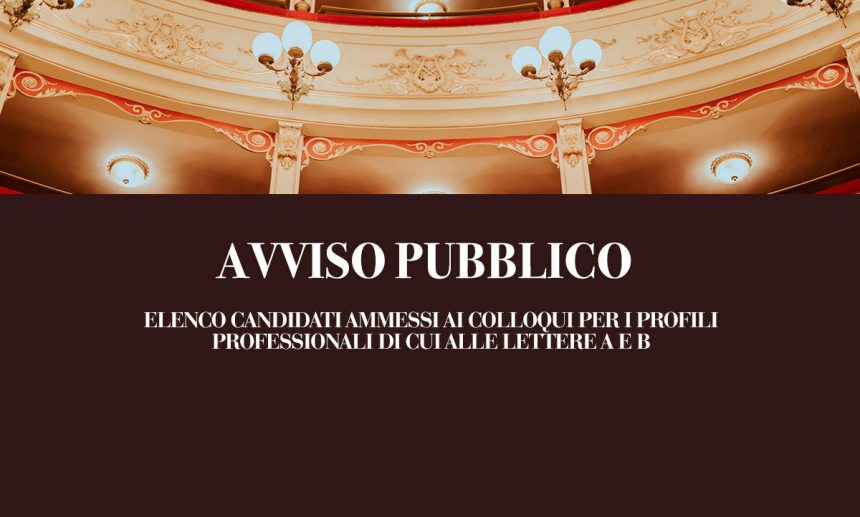 Elenco candidati ammessi ai colloqui per i profili professionali di cui alle Lettere A e B